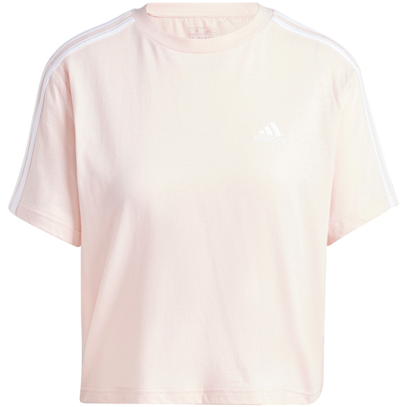 Koszulka damska adidas Essentials 3-Stripes Single Jersey Crop Top beżowa IY4227