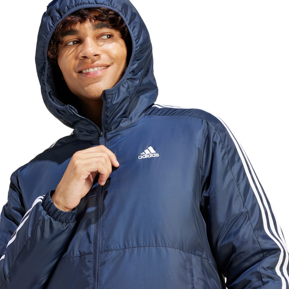 Kurtka męska adidas Essentials 3-Stripes Insulated Hooded granatowa IS1278