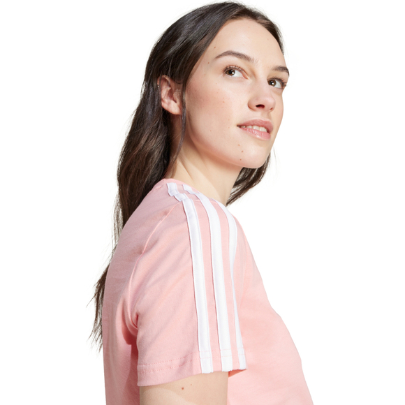 Koszulka damska adidas Essentials Slim 3-Stripes Tee różowa IY4200