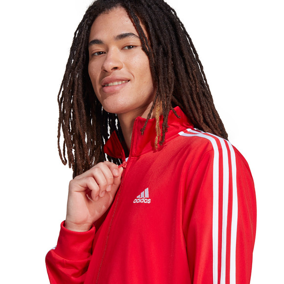 Dres męski adidas Basic 3-Stripes Tricot Track Suit czerwony IJ6056