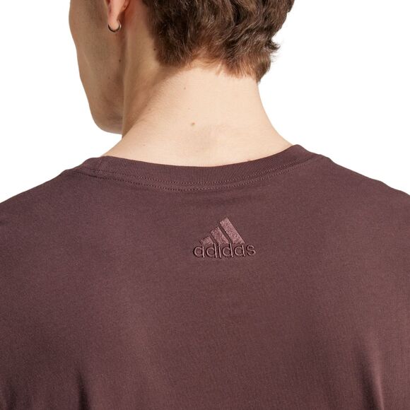 Koszulka męska adidas Essentials Single Jersey Linear Embroidered brązowa IZ4768