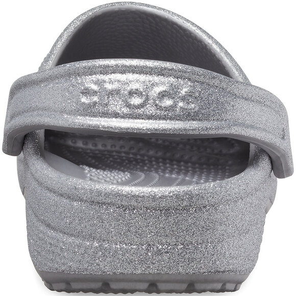 Chodaki damskie Crocs Classic Glitter Clog srebrne 205942 040