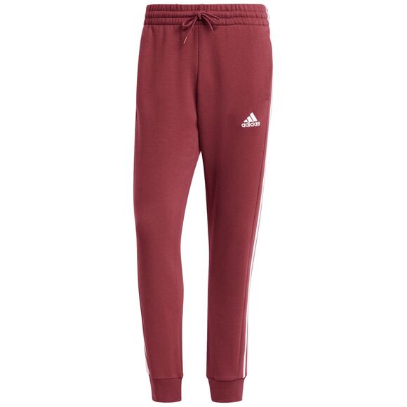 Spodnie męskie adidas Essentials Fleece 3-Stripes Tapered Cuff bordowe JG5951