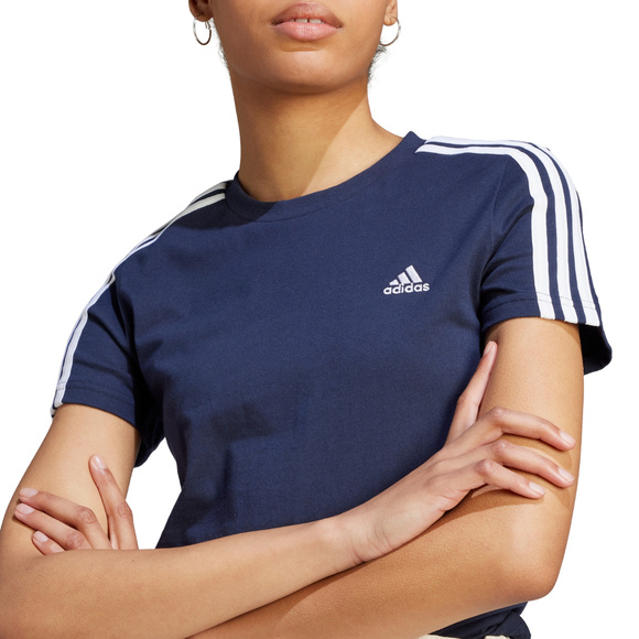 Koszulka damska adidas Essentials Slim 3-Stripes Tee granatowa IM2791