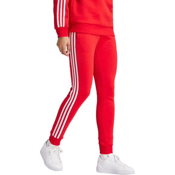 Spodnie damskie adidas Essentials 3-Stripes Fleece czerwone IY1719