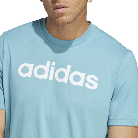 Koszulka męska adidas Essentials Single Jersey Linear Embroidered Logo Tee błękitna IC9287