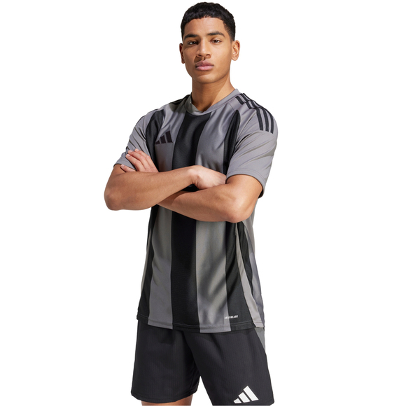 Koszulka męska adidas Striped 24 Jersey szaro-czarna IW2145