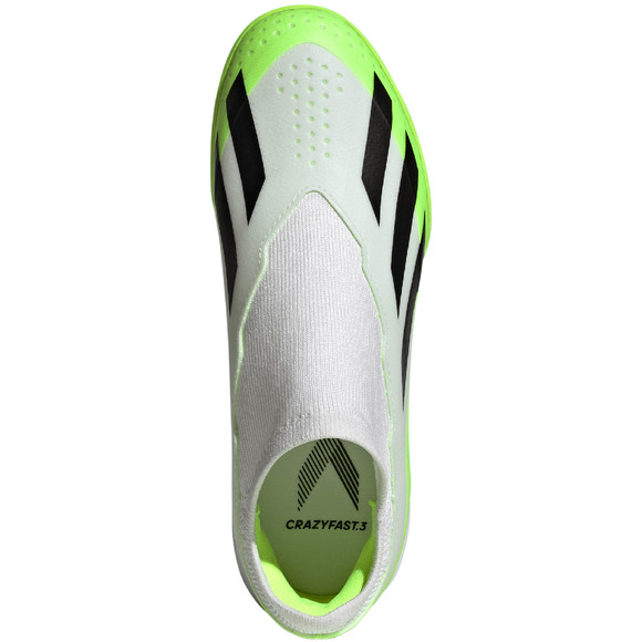 Buty piłkarskie dla dzieci adidas X Crazyfast.3 Laceless TF biało-zielone IE1499