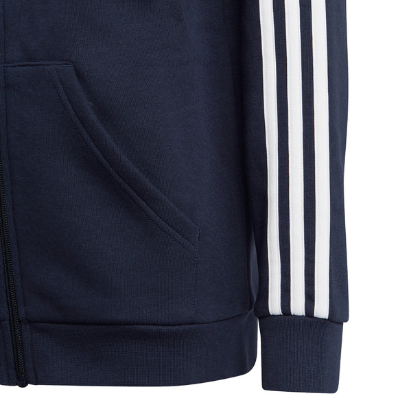 Bluza dla dzieci adidas Essentials 3-Stripes Fleece Full-Zip Hoodie granatowa IC0600