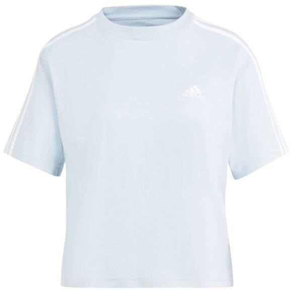 Koszulka damska adidas Essentials 3-Stripes Single Jersey Crop Top błękitna IS1568