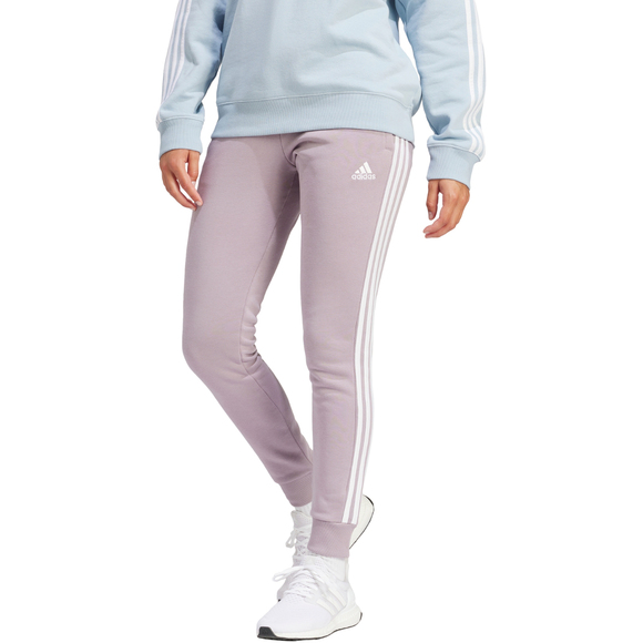 Spodnie damskie adidas Essentials 3-Stripes Fleece fioletowe IR5403