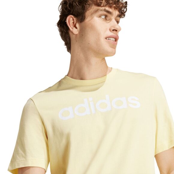 Koszulka męska adidas Essentials Single Jersey Linear Embroidered żółta IZ4769