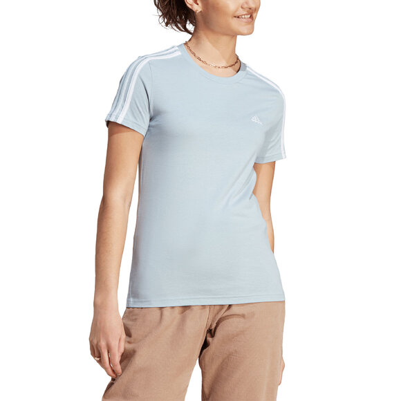 Koszulka damska adidas Essentials Slim 3-Stripes Tee jasnoniebieska IM2788