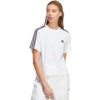 Koszulka damska adidas Essentials 3-Stripes Single Jersey Crop Top biało-czarna HR4915