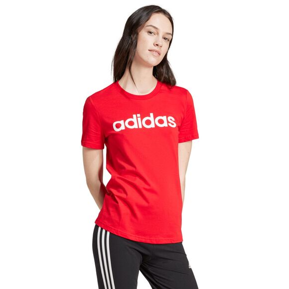 Koszulka damska adidas Loungewear Essentials Slim Logo Tee czerwona IY9189