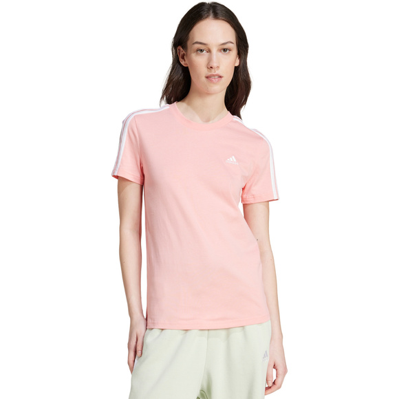 Koszulka damska adidas Essentials Slim 3-Stripes Tee różowa IY4200