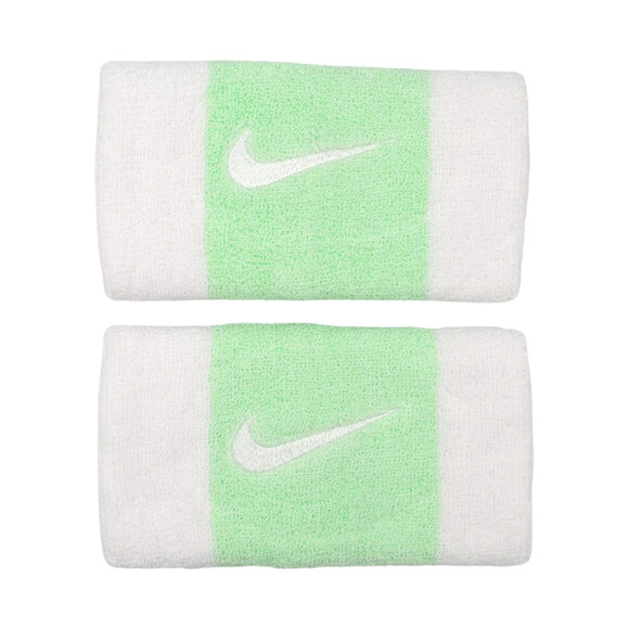 Frotki na nadgarstek Nike Swoosh Doublewide Wristbands 2 szt. biało-zielone N0001586117OS