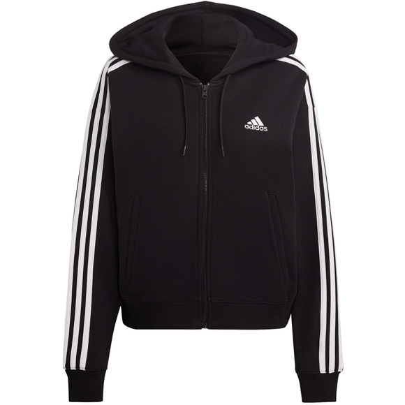 Bluza damska adidas Essentials 3-Stripes French Terry Bomber Full-Zip Hoodie czarna IC8781