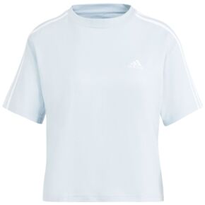 Koszulka damska adidas Essentials 3-Stripes Single Jersey Crop Top błękitna IS1568