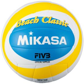 Piłka siatkowa plażowa Mikasa Beach Classic biało-żółto-niebieska BV543C-VXB-YSB